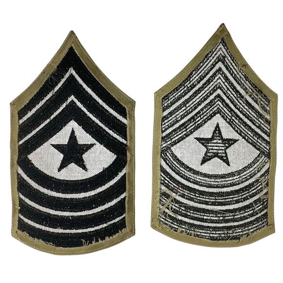 1 Set US Army Sergeant Major, Green/Khaki Insignia Patch, 6-1/8"H x 3-1/2"W - Picture 2 of 3
